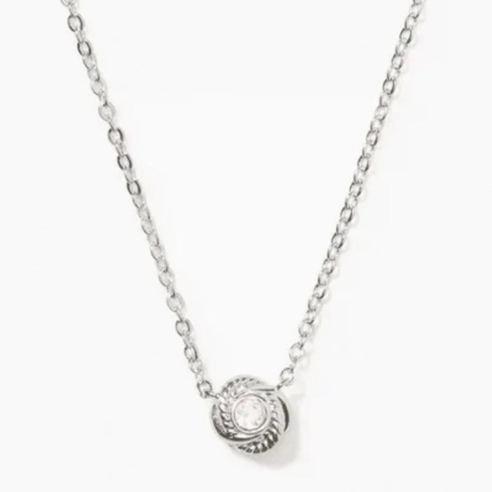 Kate Spade Infinity and Beyond Silver Tone Rhinestone Knot Pendant Necklace - Picture 2 of 12